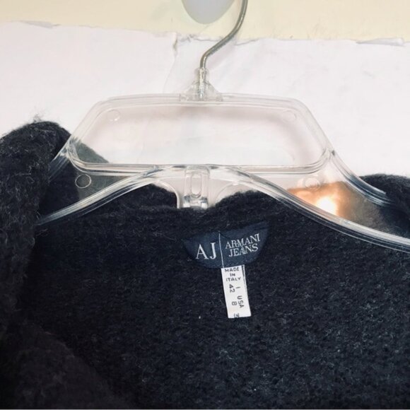 Armani Jeans Vintage Sweater Ruched Bell Sleeves Tassle Crop Stretch Cozy Hood 8 - Picture 8 of 16